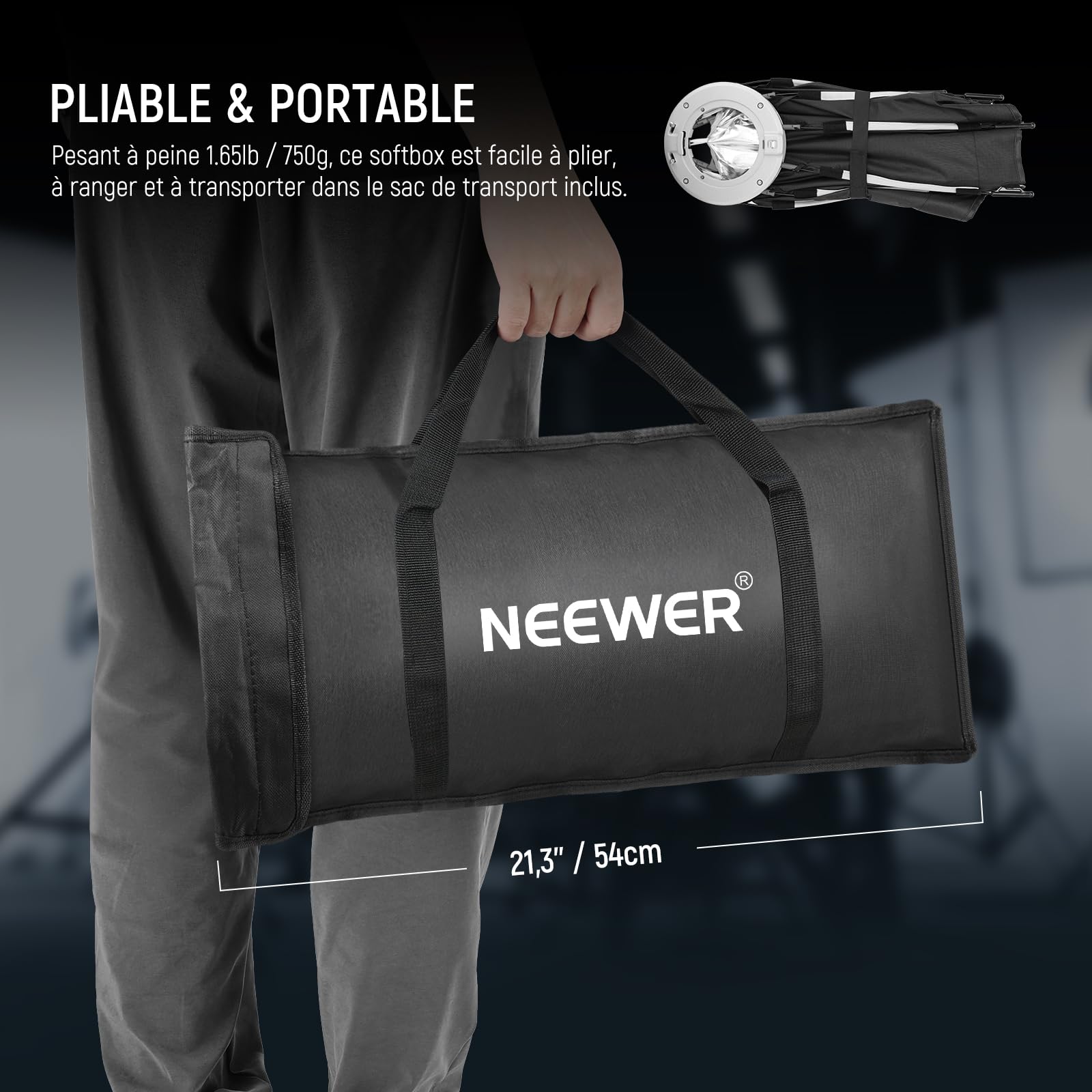 NEEWER Kit boîte à lumière octogonale 45 cm avec diffuseurs de lumière pour Studio de Photographie, Enregistrement vidéo, éclairage en continu, Compatible avec Aputure 120d, Compatible avec Godox