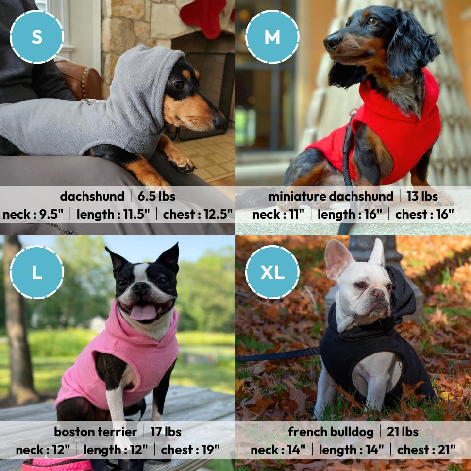 Gooby Fleece Vest Hoodie Dog Sweater - Black, Medium - Warm Pullover Dog Hoodie with O-Ring Leash for Small to Medium Dogs - Image 6