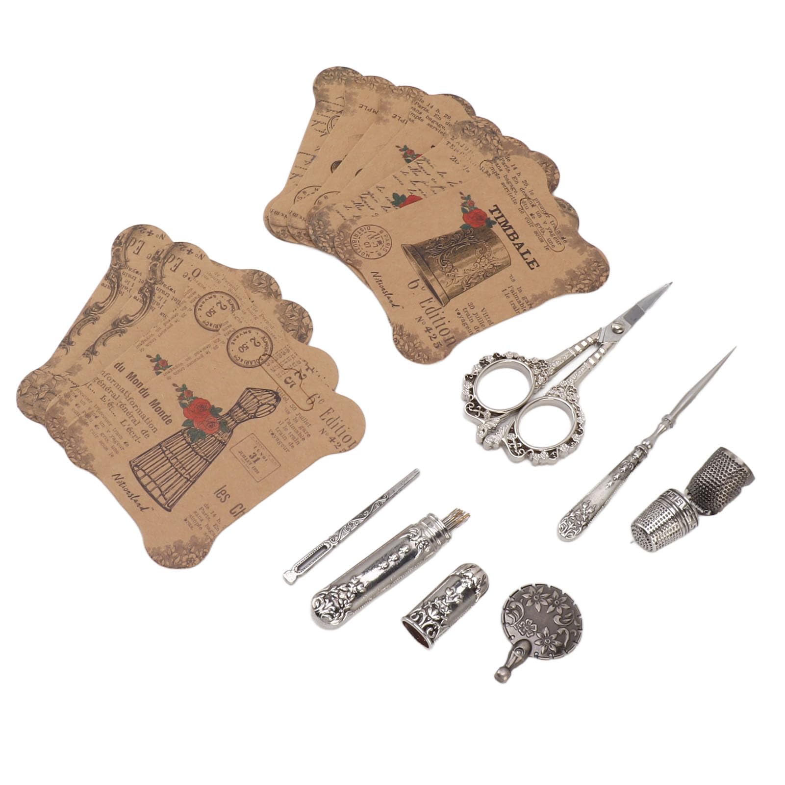 Vintage-Scheren-Nähwerkzeug-Set, Edelstahl, Rostfrei, Vintage-Stickscheren-Set Zum Stricken (-Silber)