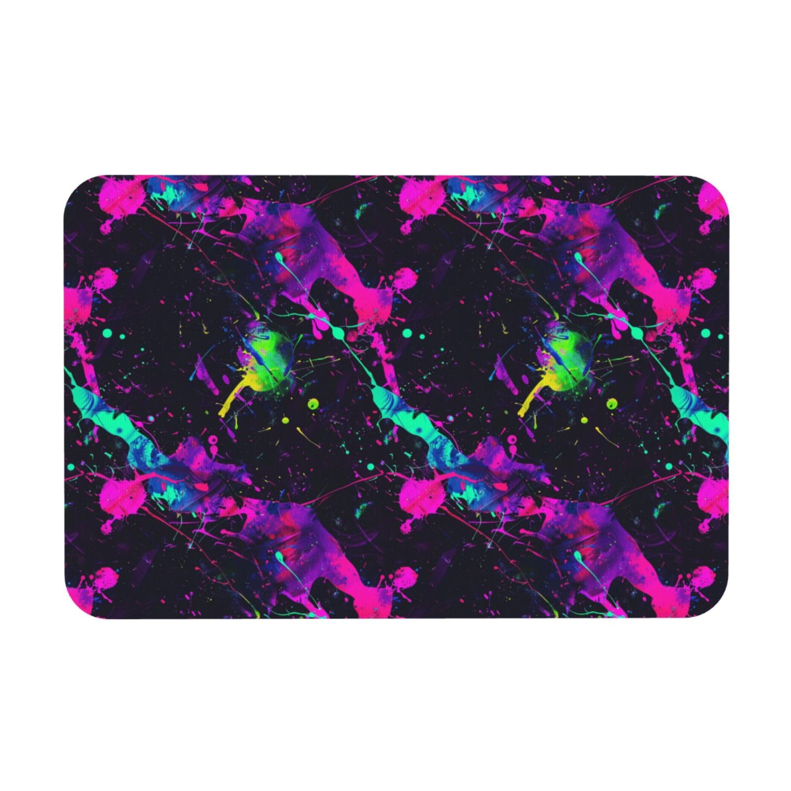 Neon Splatter Ink Bath Mat Rugs Diatomaceous Earth Bath Mat Non-Slip Quick Dry Absorbent Shower Rug 15 X 23 Inch