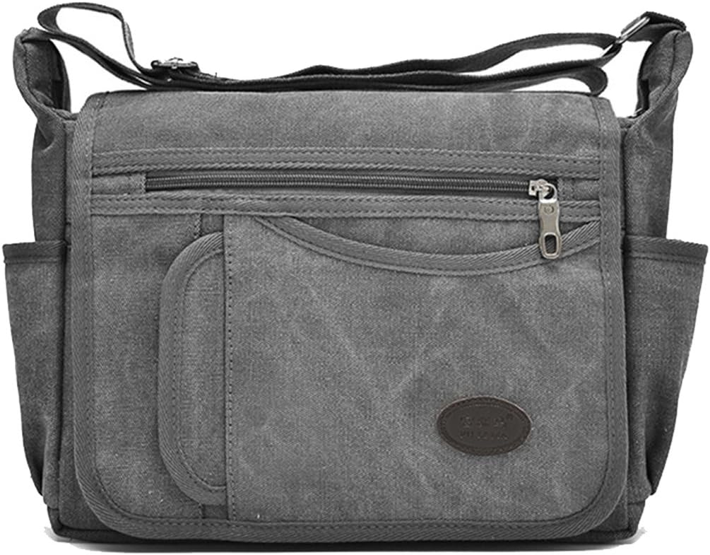 Messenger Bag Vintage Retro Canvas Business shoulder bag Crossbody Travel Bag (Normal size, gray)