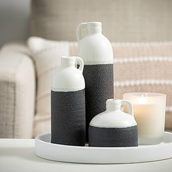 Amazon.com: Sullivans Jug Vase Set, Two Tone White and Grey