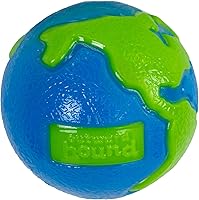 Planet Dog Orbee-Tuff Planet Ball - Durable Mint-Scented Treat-Dispensing Bouncy Dog Toy, Medium Blue/Green