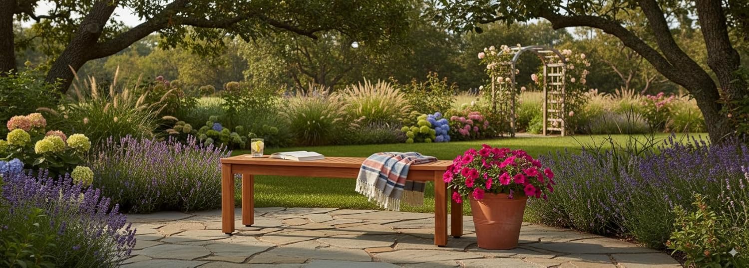 Amazonia Aster Backless Patio Eucalyptus Wood | Ideal for Outdoors and Indoors, 53", Brown Bench