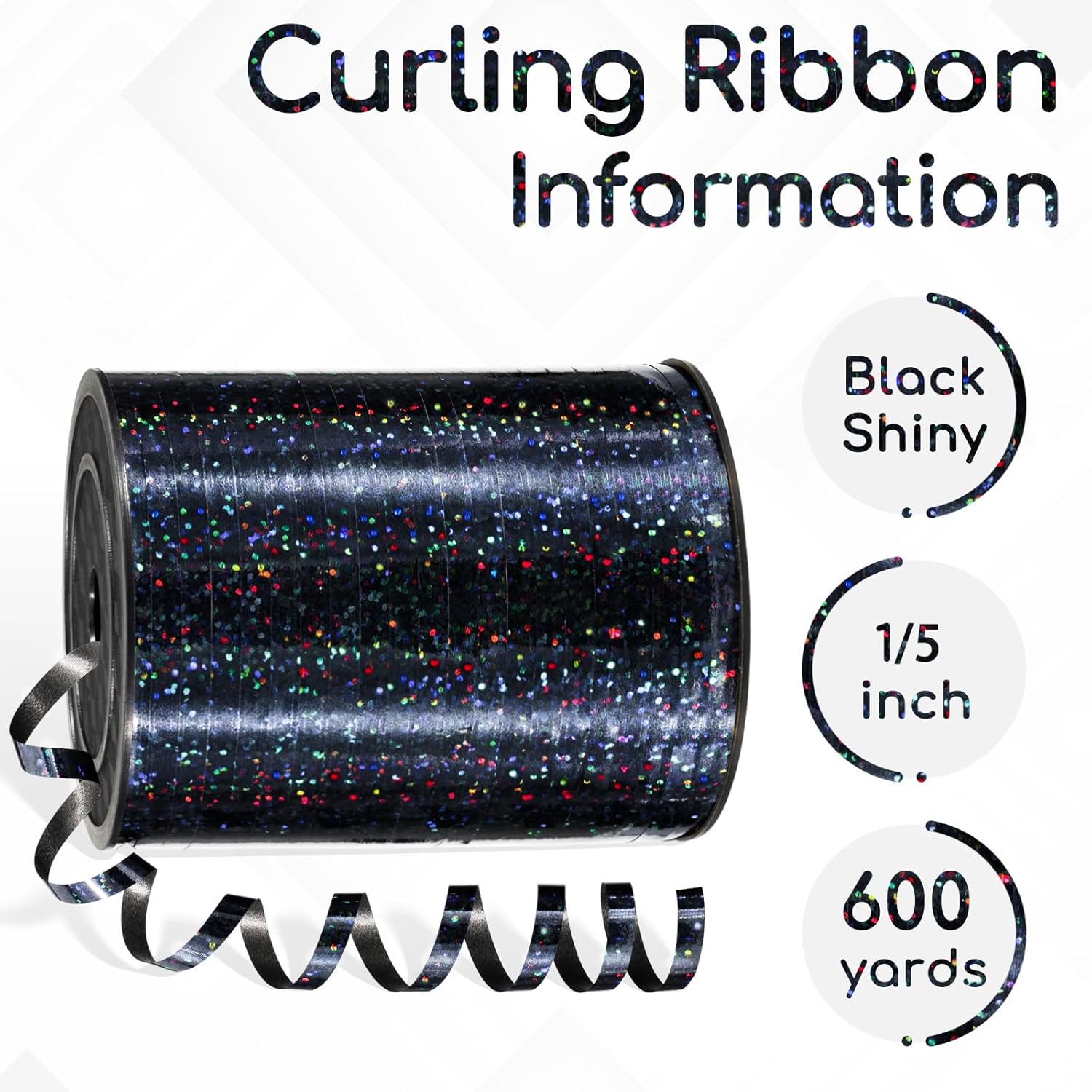 600 Yards Black Shiny Curling Ribbon 1/5 Inch Black Ribbon for Gift Wrapping, Thin Curly Balloon String for Birthday Halloween Christmas Crafts - Image 2