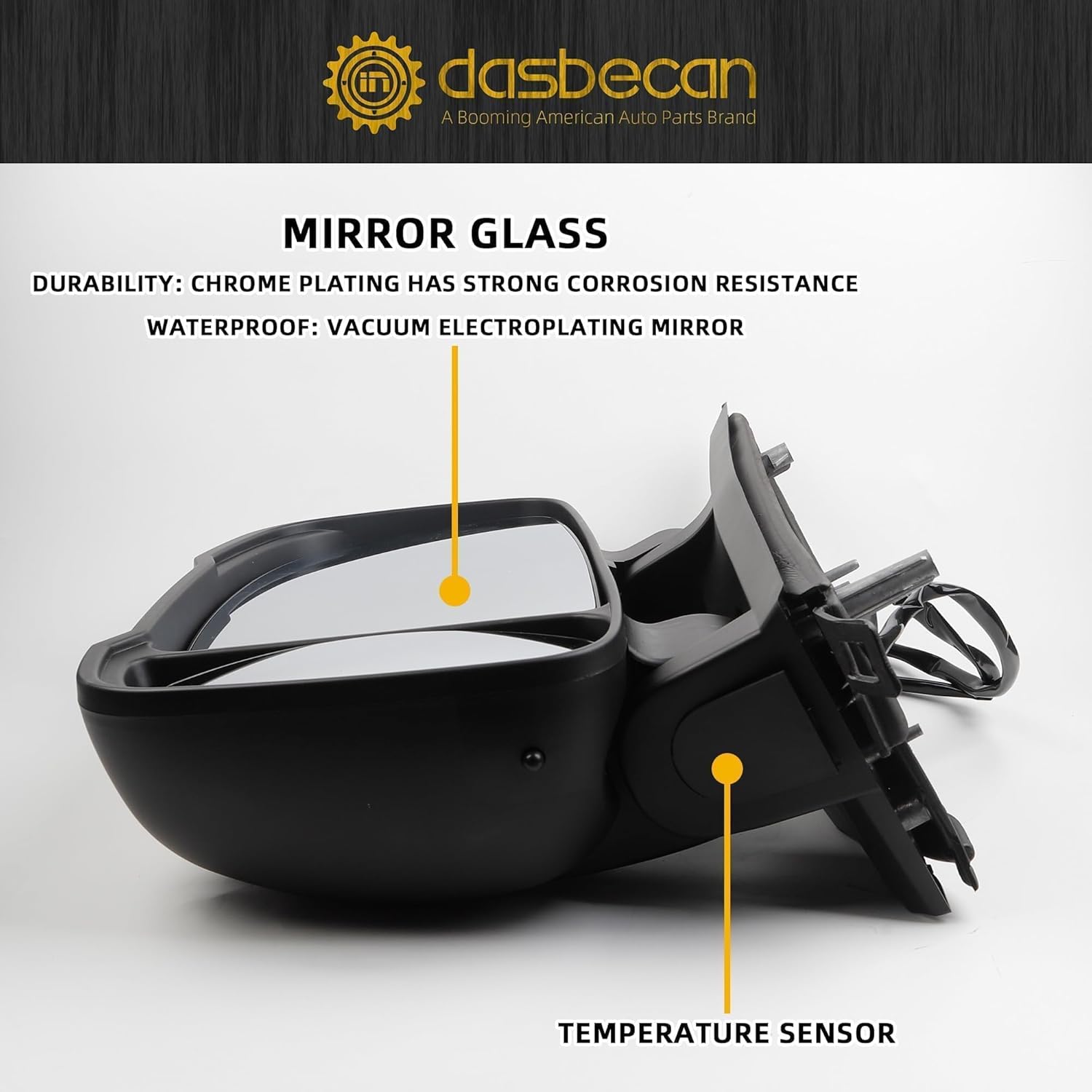 Dasbecan Left Driver Side Mirror Compatible with Ram Promaster 1500 2500 3500 2014-2022 Non-Heated Glass Manual Fold Turn Signal w/Temp Sensor Black Cargo Van Replaces#CH1320417 5VE99JXWAF 2+2Pins