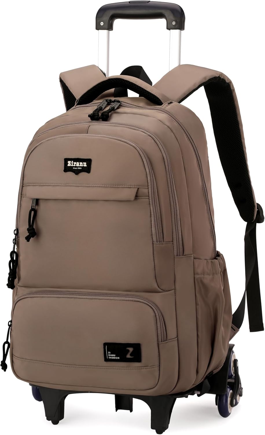 Rolling Backpack for Boys with Wheels Roller Backpack Wheeled School Bag for Teen Boys Brown