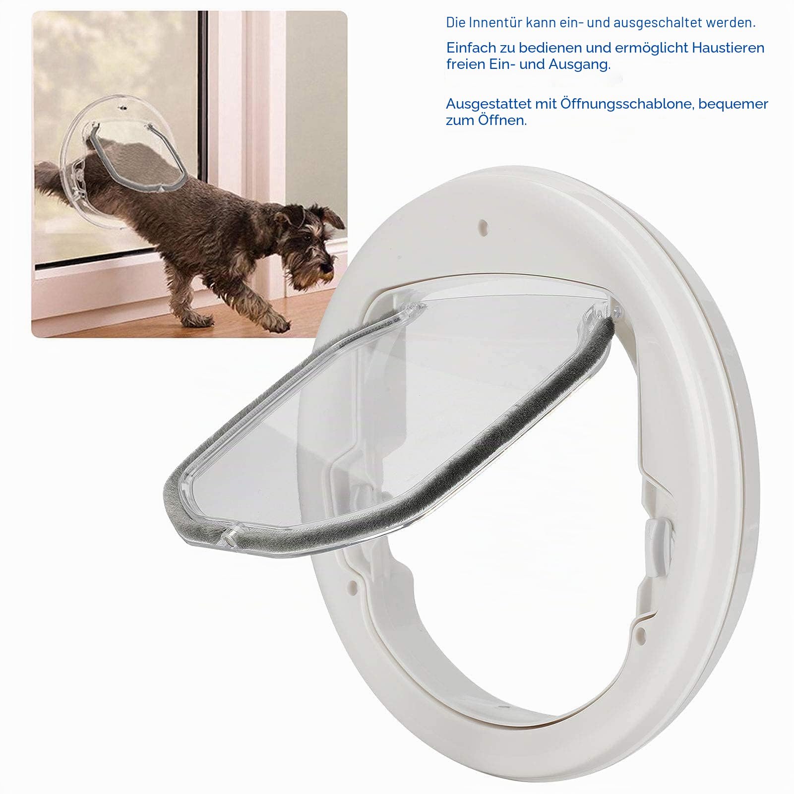 Cat Flap Door 4 Wege Verriegelung Pet Flap Door Runde Magnetische Hundetür In & Out Sichere Haustiertür für Katzen und kleine Hunde Hündchen Welpentiere Sicherheitsrampen