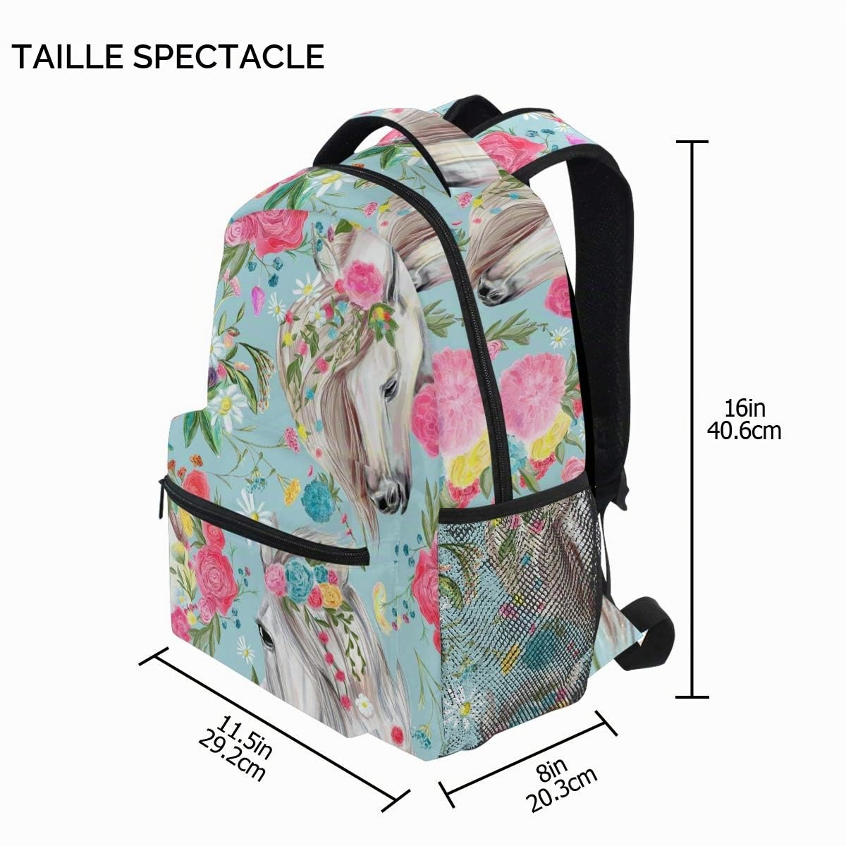 Sac à Dos d'école de Cheval et de Fleur pour Le Sac de Voyage d'enfants de Filles de garçons