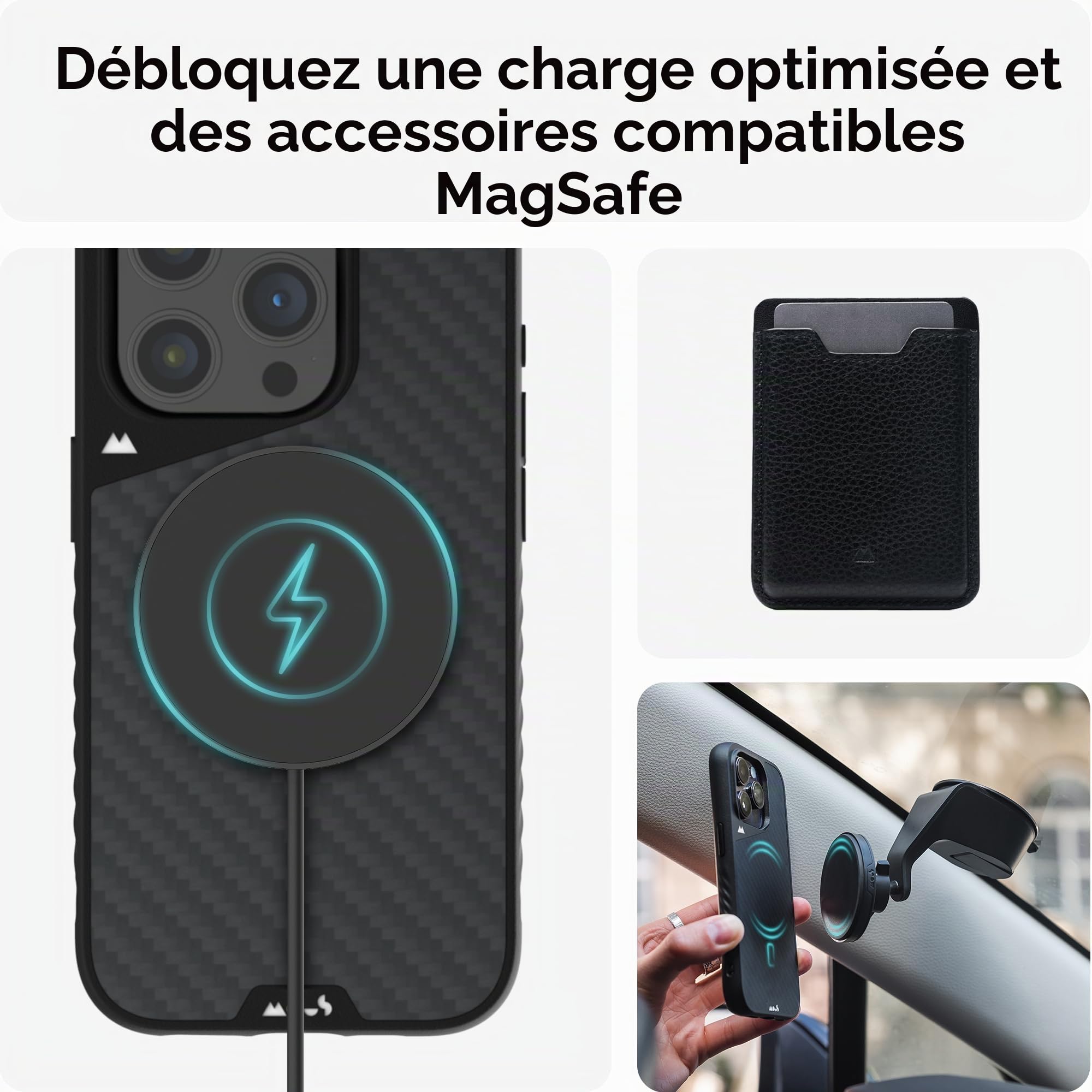 Mous pour iPhone 15 Pro Max Coque Compatible avec MagSafe, Limitless Fibre de Carbone - Antichoc