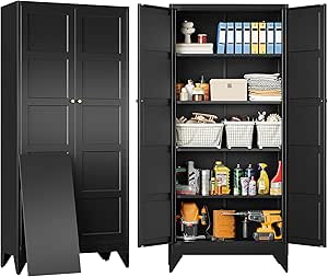 Metal Storage Cabinet with 2 Doors and 5 Shelves, 71