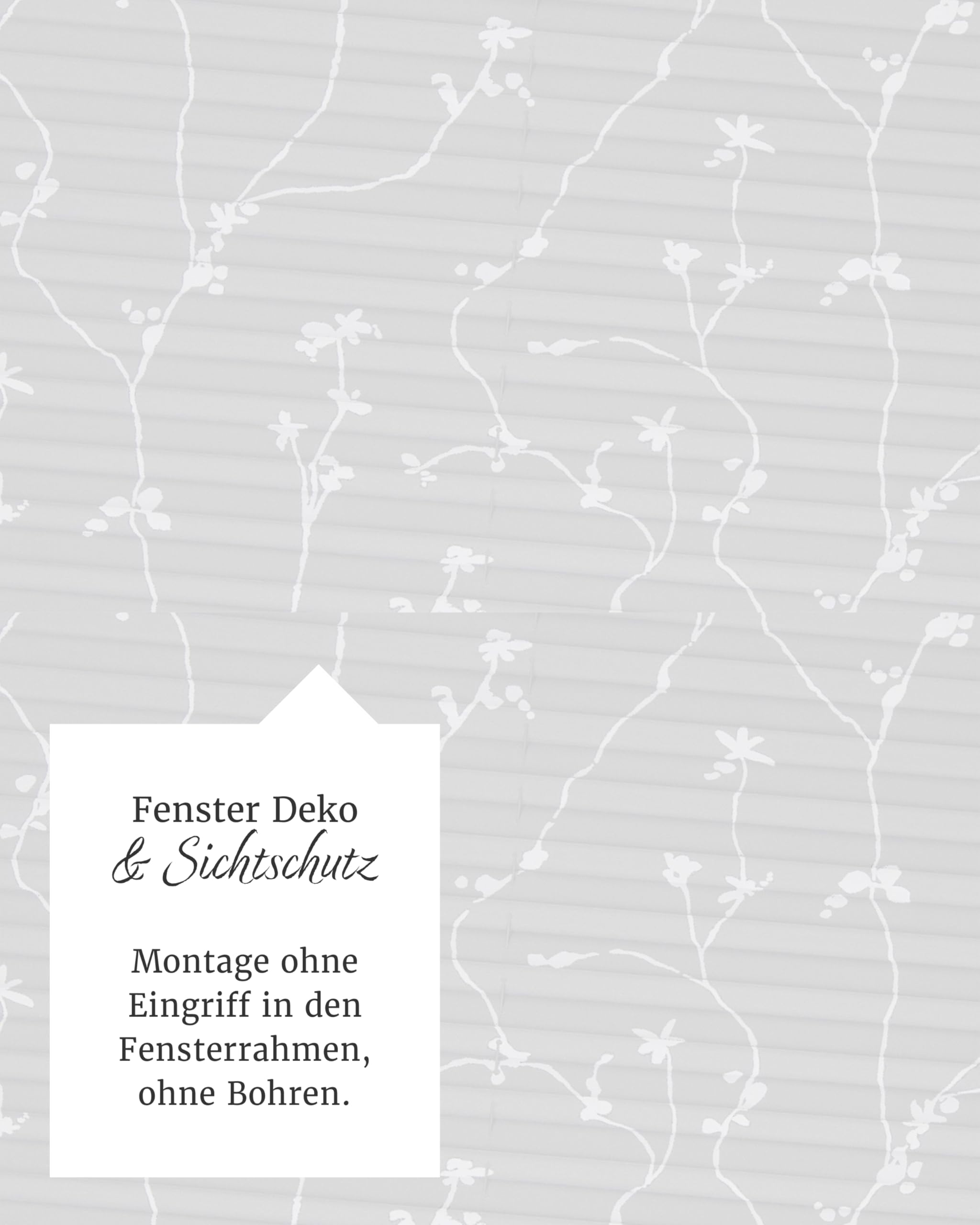 by Garesa Fenster Klemmfix Plissee ohne Bohren Blumen Motiv 110 x 130 cm, Weiß - Lichtdurchlässiger Fenster Sichtschutz und Fenster Deko, Faltrollo