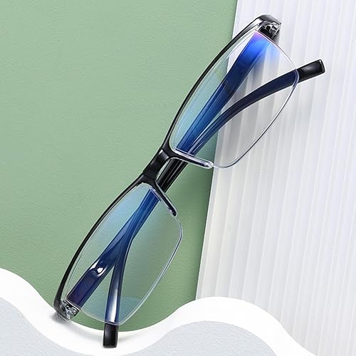 Miniatura 2 de Paquete de 6 lentes de lectura rectangulares con bloqueo de luz azul para hombre, con bisagra de resorte, color negro
