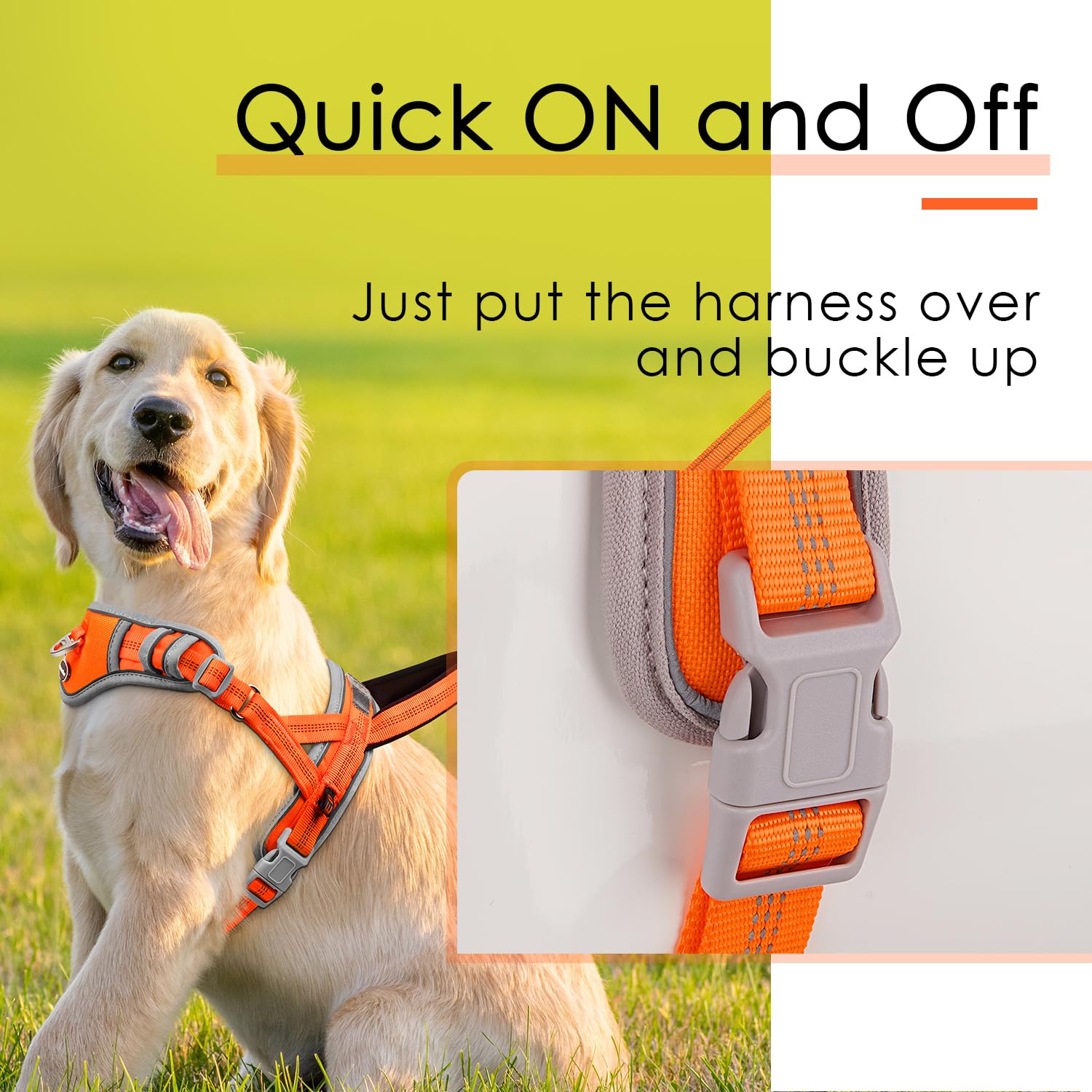ADVENTUREMORE Arnés para perro de tamaño mediano, sin tirones, con placa para perro con código QR, chaleco reflectante ajustable para perro, a prueba de escapes, con asa de clip frontal de fácil