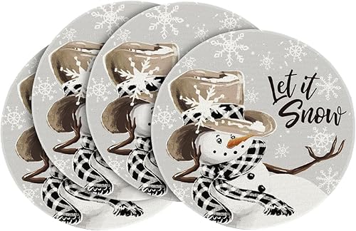 Artoid Mode Juego de 4 manteles individuales de Navidad con diseño de copo de nieve y copo de nieve gris de 14 pulgadas para decoración de comedor