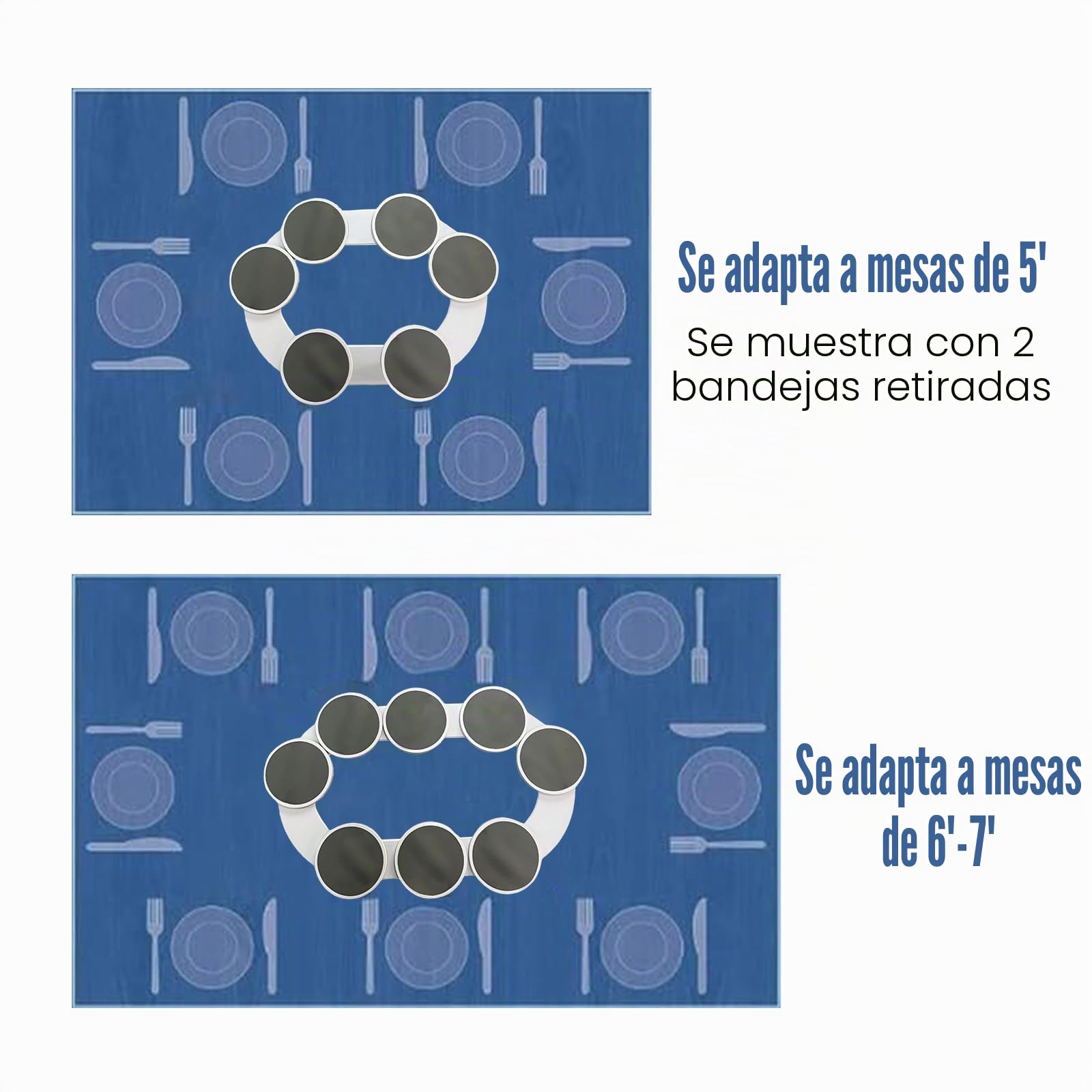 Eznaobo - Tabla giratoria Lazy Susan para mesa de comedor, placa giratoria plegable, estante giratorio expandible de escritorio para almacenamiento en cocina y mesa de comedor, portavasos portátil (A)