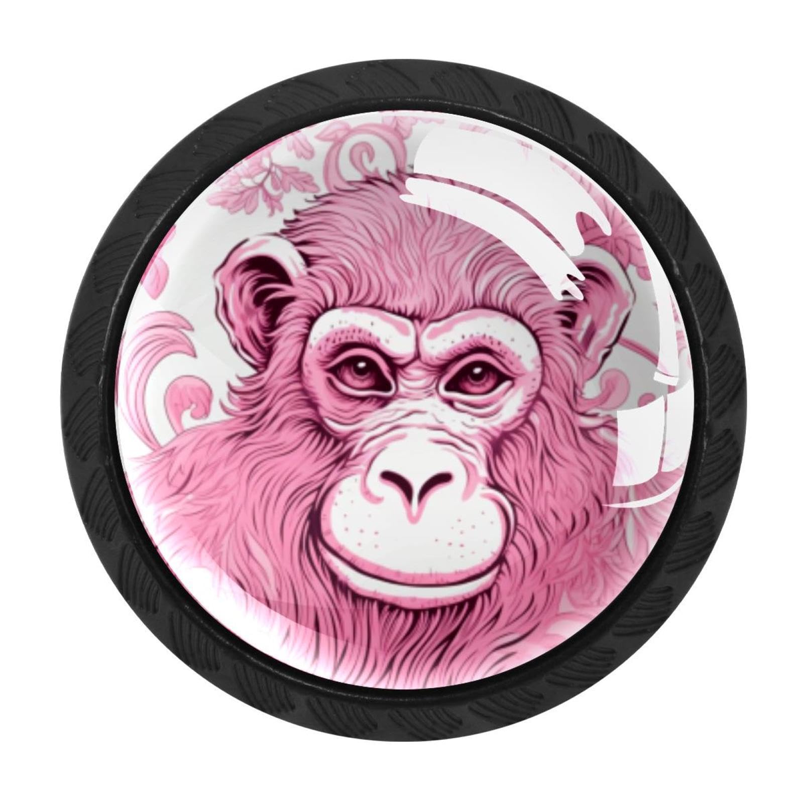 Chenzzzz Multicolored 10 4 Pack Black Pink Monkey Orangutan Cabinet Pulls With Screws, Kitchen Cabinet Knobs Hardware