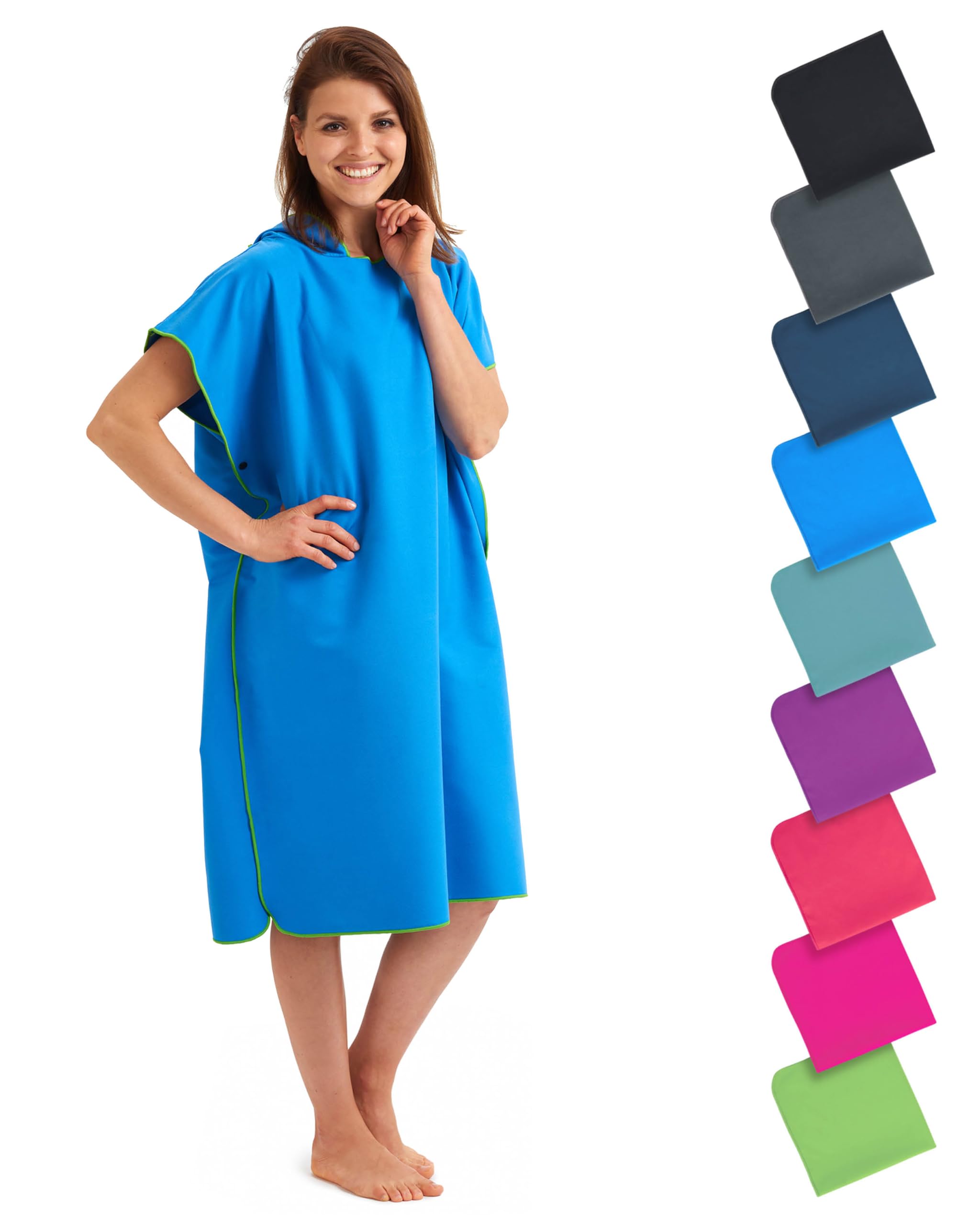Fit-Flip Poncho da bagno – estremamente leggero e ad asciugatura rapida – Poncho da surf in microfibra per uomini e donne, poncho da spiaggia, asciugamano a cambiamento