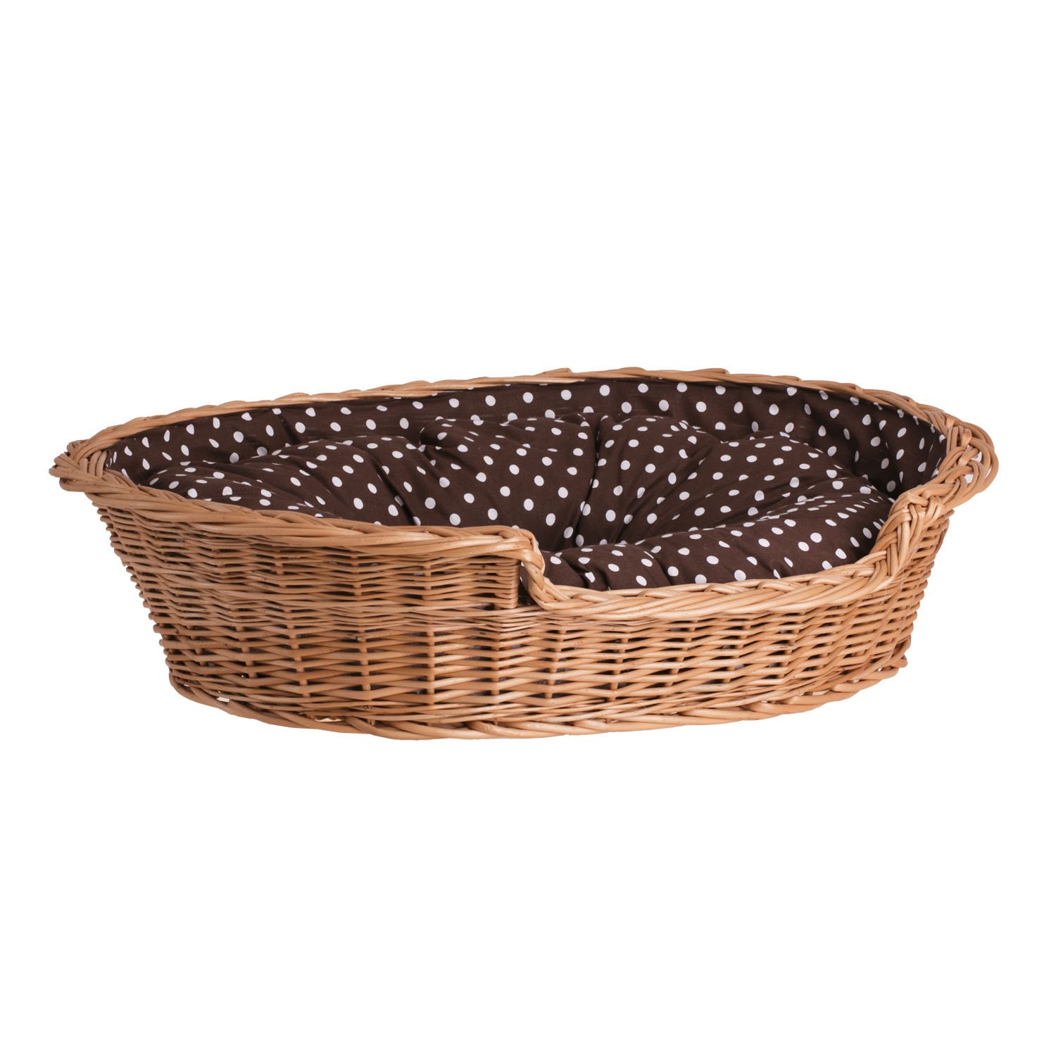 e-wicker24 Kosz dla psa z wikliny, legowisko dla psa i kota, legowisko dla kota z poduszką, pleciony kosz dla kota