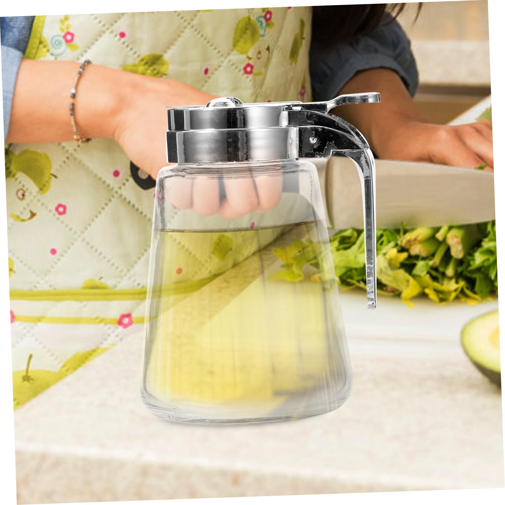 Set 2 Pezzi Dispenser per Sciroppo in Vetro 300ml, Design Minimalista ed Elegante, Materiale Vetro Chiusura ABS, Funzione Antigoccia e Uso Quotidiano