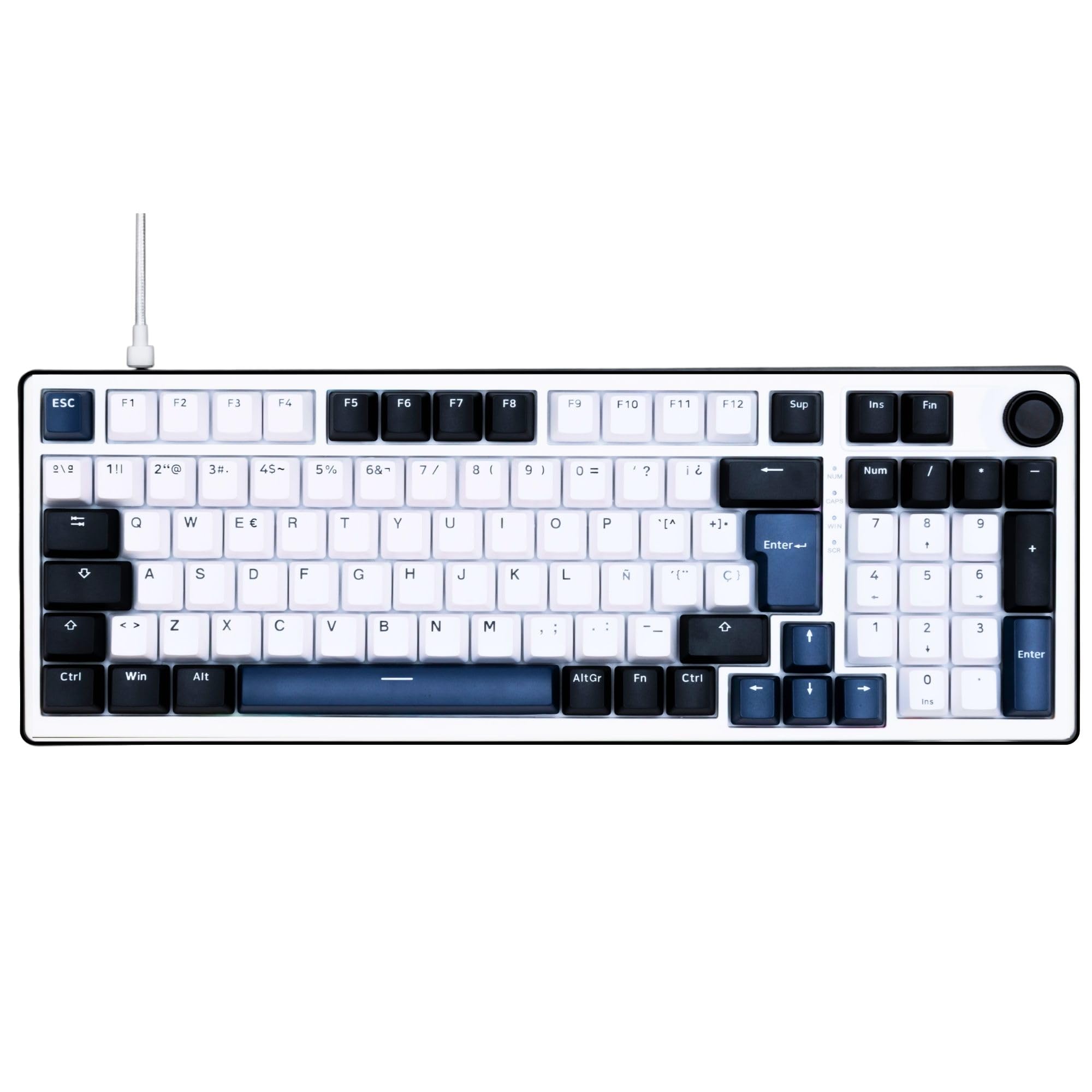 The G-Lab KEYZ Elite 400 HE BW Magnetic Hall Effect Tastiera 96% QWERTY con Ñ, 8000 Hz, attivazione rapida, attivazione regolabile, tastiera da gioco, hot swap, RGB e personalizzabile