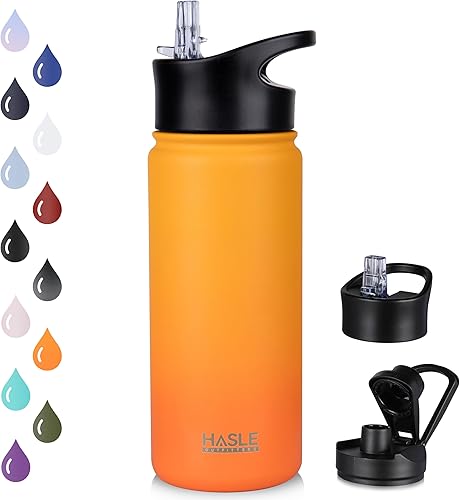 Miniatura 15 de HASLE OUTFITTERS Botella de agua aislada de 16 onzas de acero inoxidable de doble pared al vacío, a prueba de fugas, boca ancha con tapa de popote