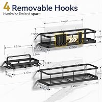 Vista 2 de YASONIC Organizador de Ducha Adhesivo, Organizadores de Ducha de Baño Sin Taladro, con Ganchos Removibles y Portajabón, Estantes de Ducha a Prueba