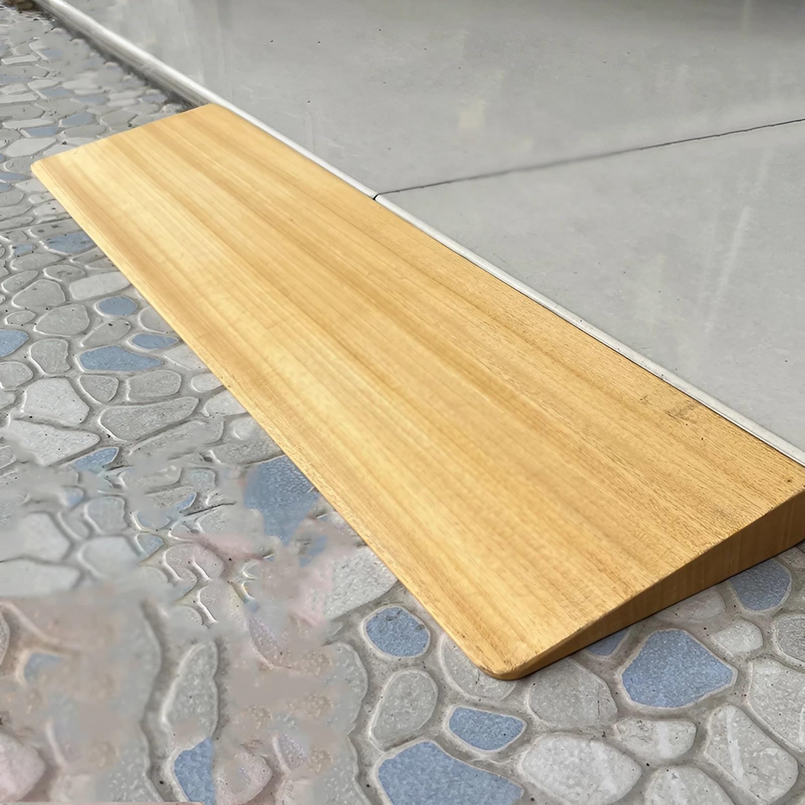 Rampa de Umbral de Puerta de Madera Maciza - Ligera Portátil para Sillas de Ruedas/Carritos, Inclinación Estable, Uso en Aceras/Interiores(80 x 15 x 3 cm)