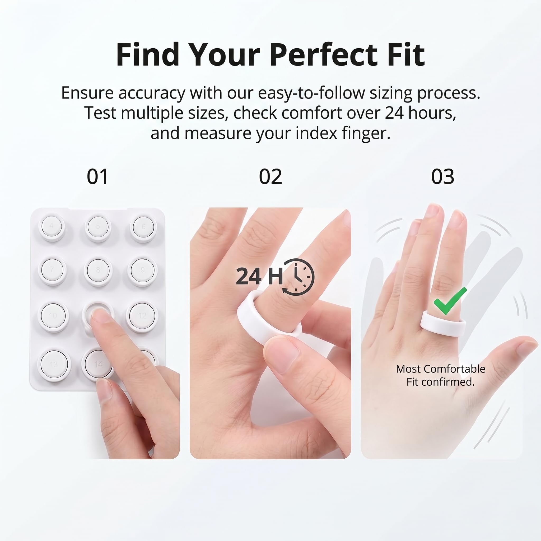 Baguier Mesure Doigt Français, Mesure Doigt pour Bague en Plastique, Outil de Mesure Bague avec Douze Tailles de 4 à 15, Kit Mesureur Tour de Doigt Portable Blanc pour Hommes et Femmes