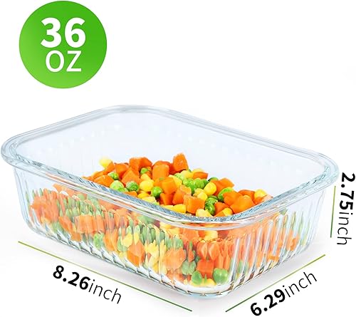Miniatura 2 de KOMUEE Juego de 5 recipientes de vidrio de 36 onzas y 24 recipientes de vidrio para almacenamiento de alimentos, herméticos y sin BPA, aptos para