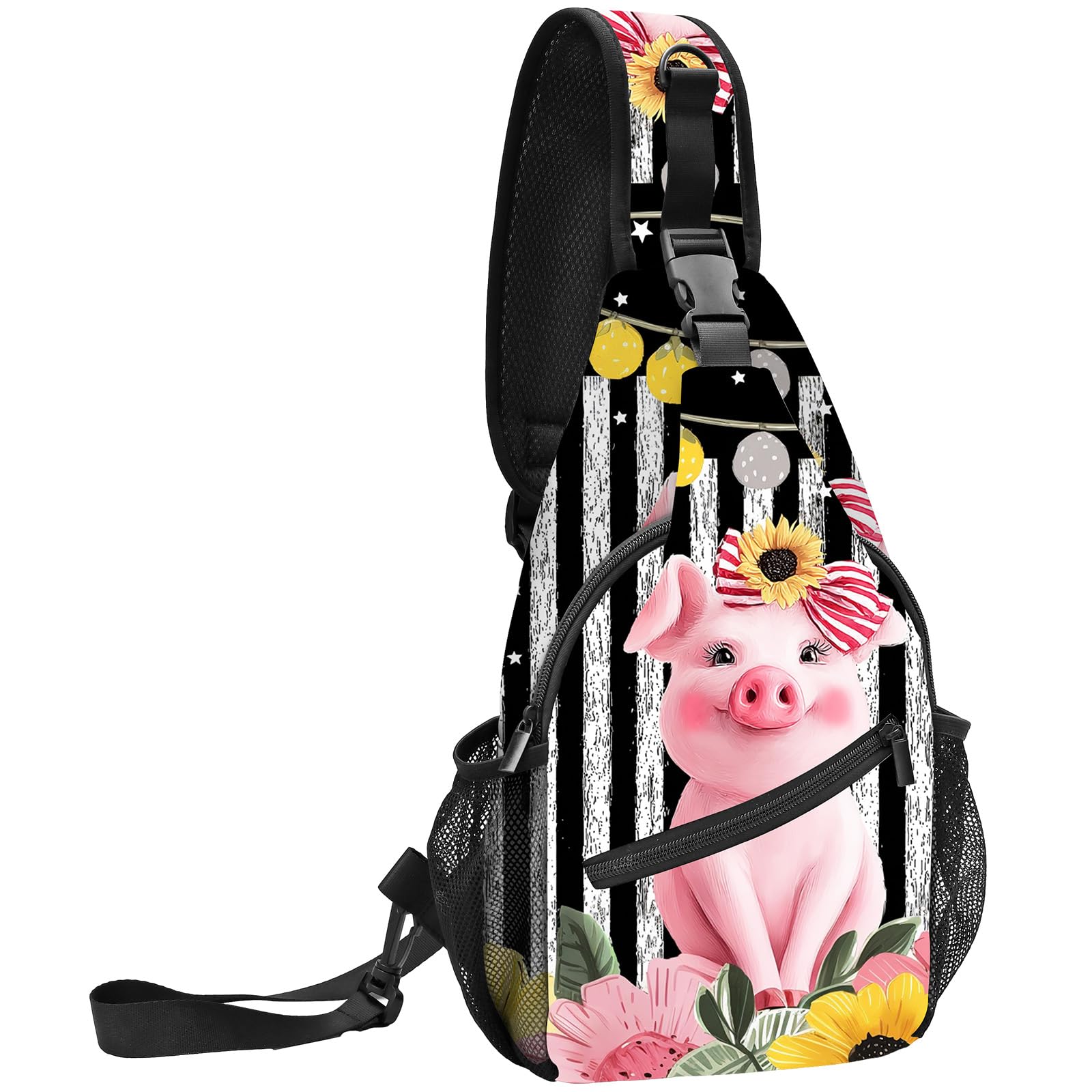 FyLybois Pig Sling Bag for Women Crossbody Backpack Lightweight Chest Daypack Fashion Shoulder Bags for Travel Hiking Biking
