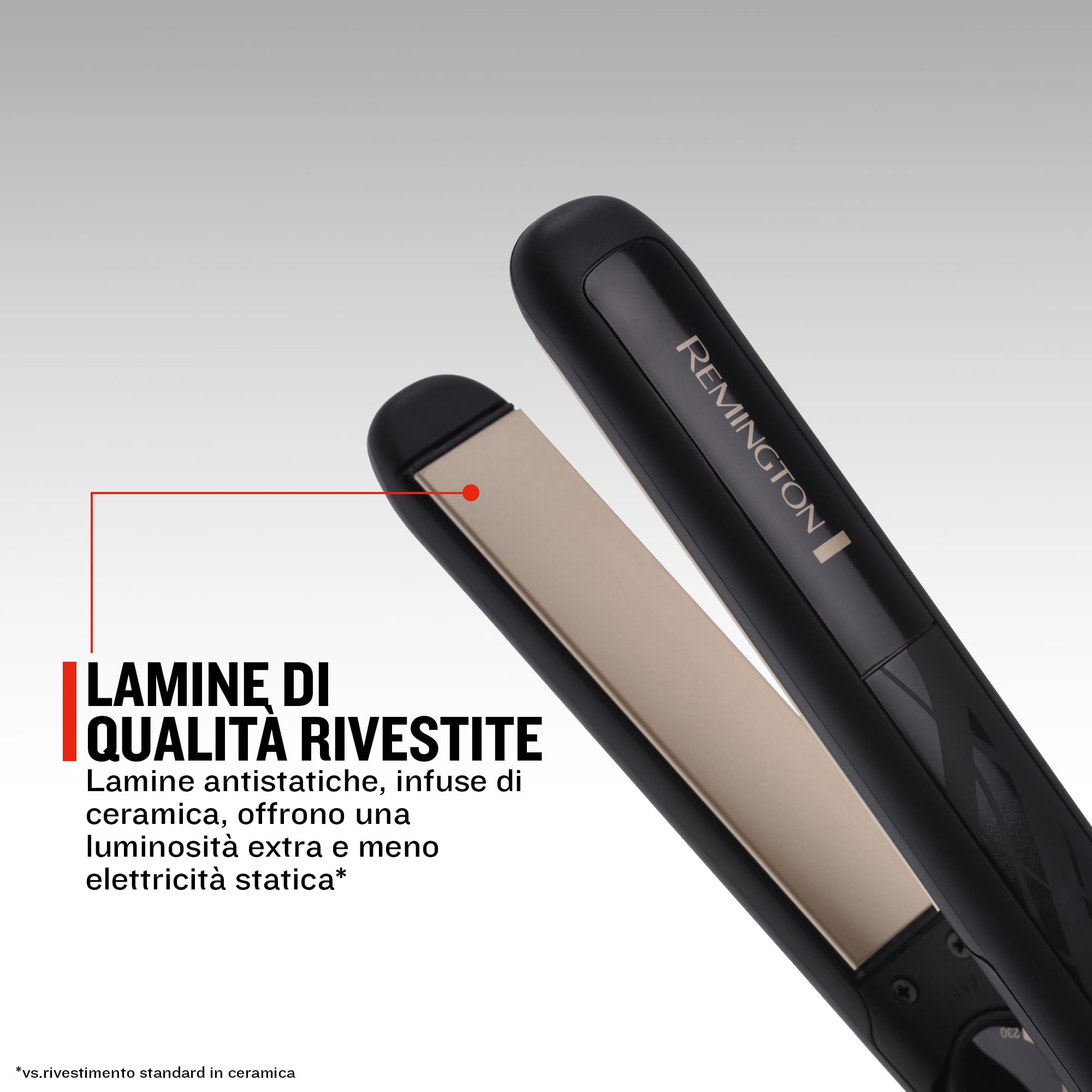 Remington Piastra per capelli Ceramic Straight - 4 Protezioni - Rivestimento antistatico in tormalina ceramica, Distribuzione uniforme del calore, Carica statica inferiore e Lucentezza setosa, S3500