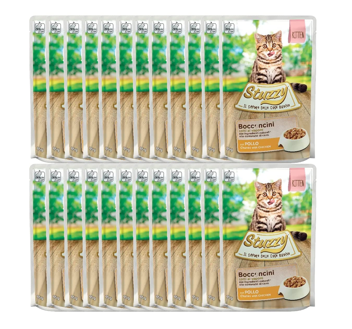 Stuzzy, Nassfutter für Kätzchen mit Huhn, in Leckerbissen – (24 Beutel à 85 g)