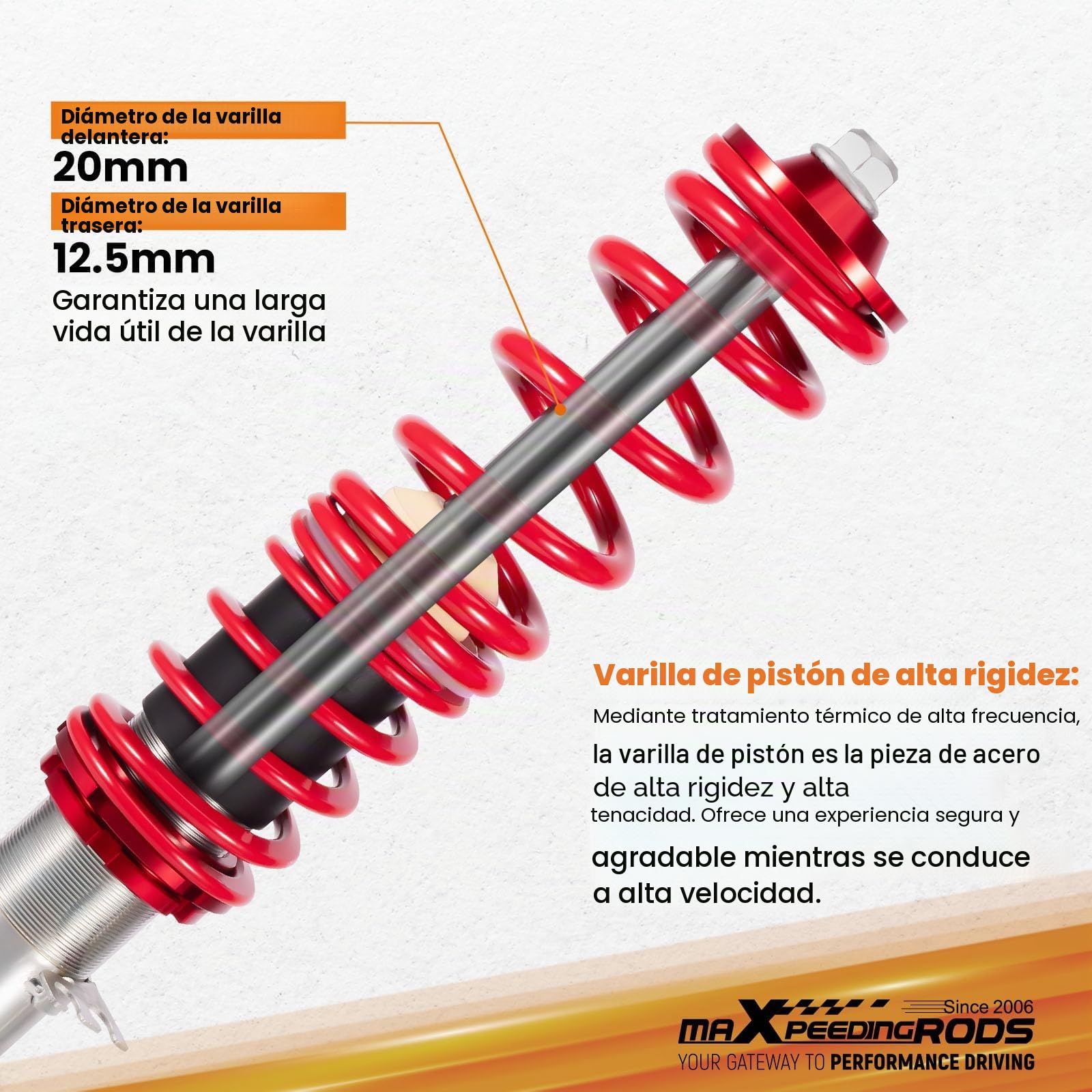 maXpeedingrods 4x Coilover Ajustable, Amortiguador para VW Golf Mk4 para Seat Leon, Suspensión Roscada Regulable en Altura