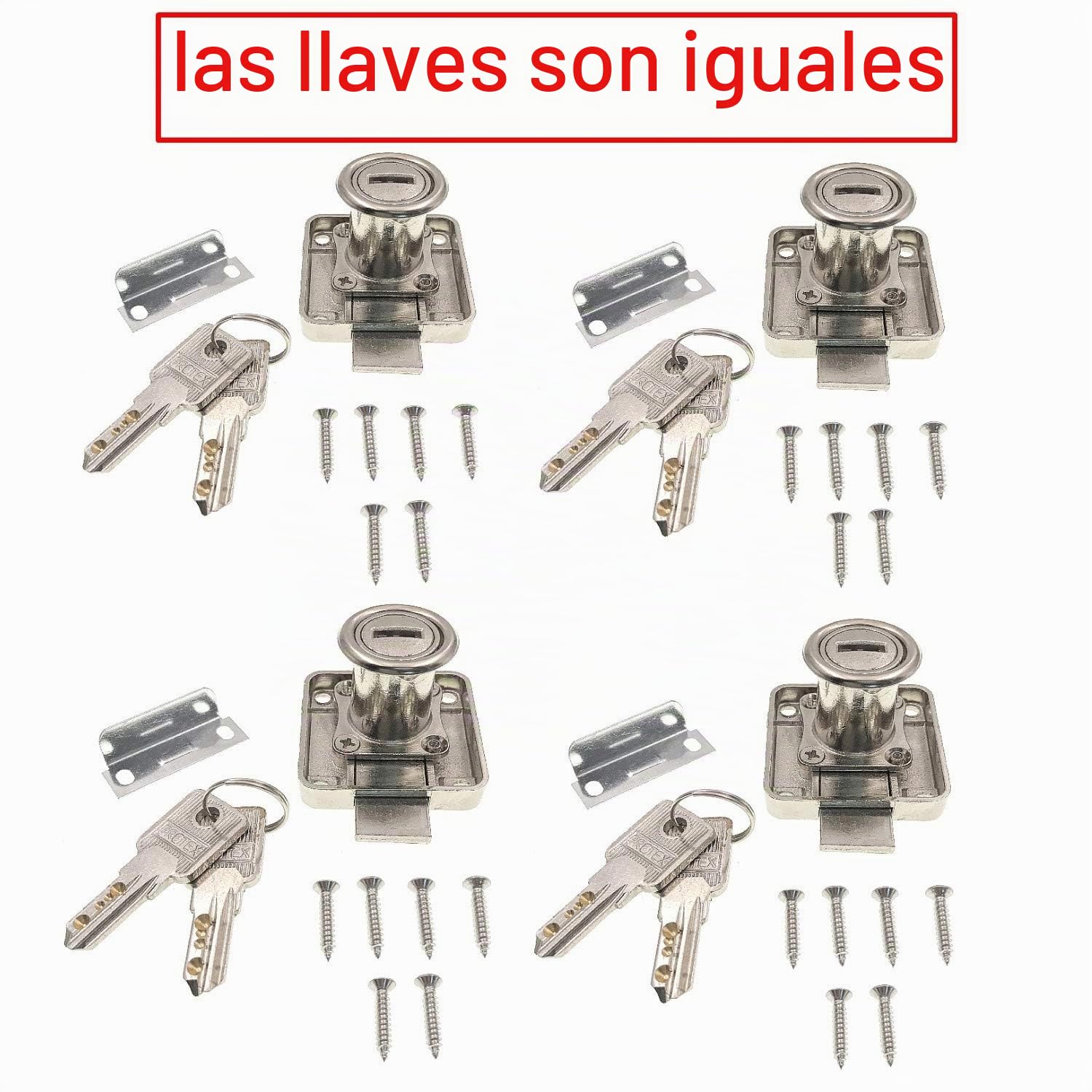 JZK 4 cilindros de bloqueo de muebles con las mismas llaves, cerradura de armario, cerradura de cajón de armario, cerradura de puerta de armario con llave