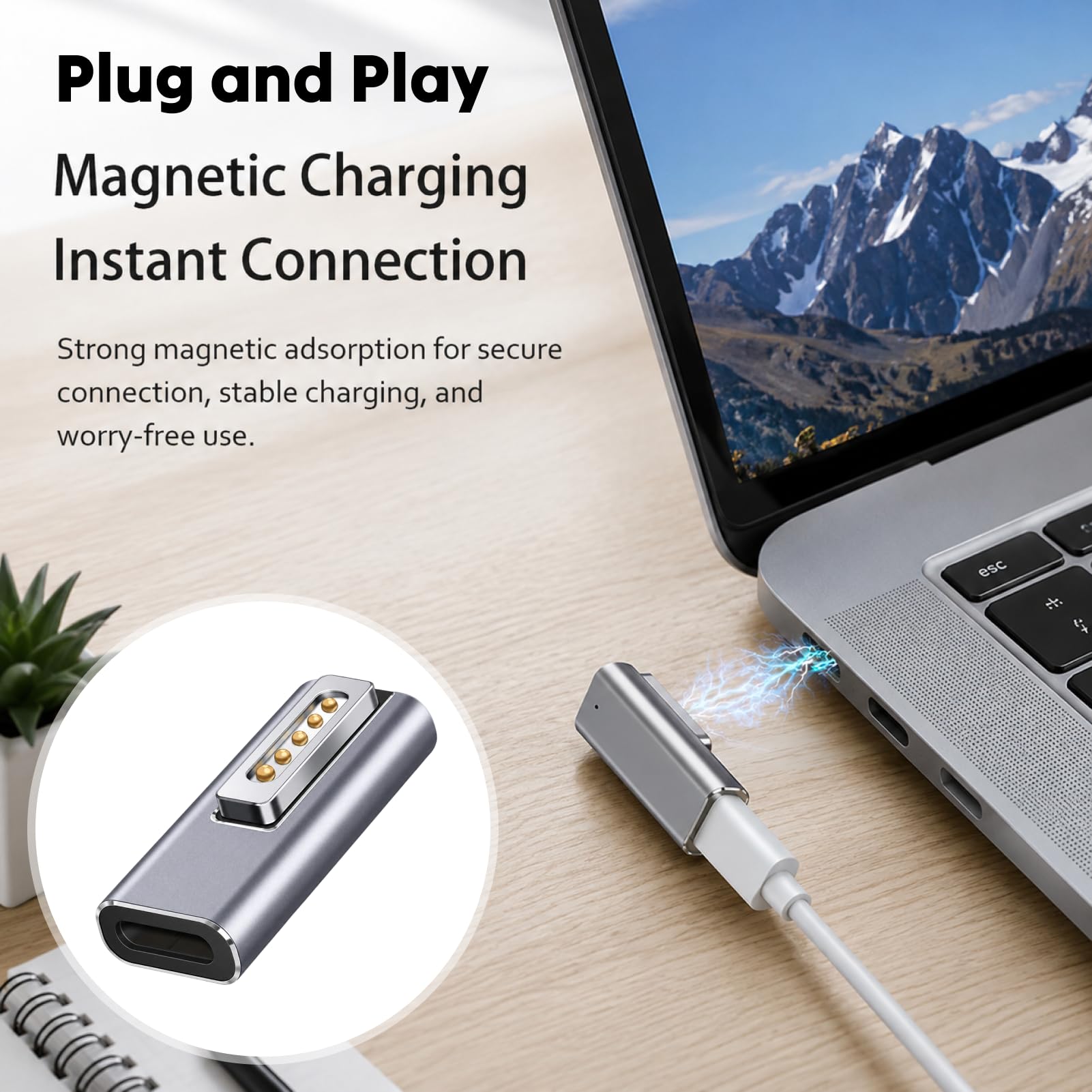 Adattatore Magnetico USB C per MacBook Pro/Air - Convertitore da USB C a Adattatore Magnetico USB C per MacBook Pro/Air - Convertitore da USB C a