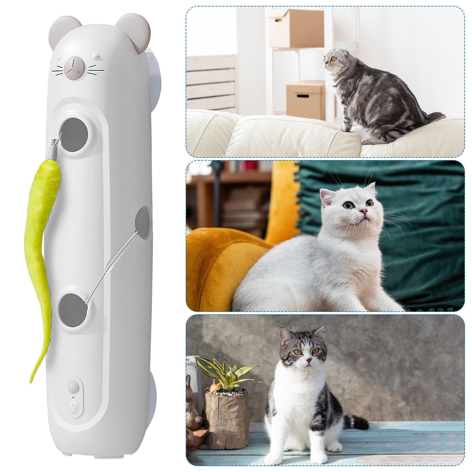 Juguetes para Gatos， Suministros automáticos de enriquecimiento Gatitos con Ventosa, for Sala Estar, Estudio, Pared, Puerta, Piso, liberación energía