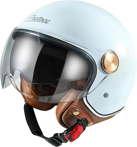 Casco de motocicleta de cara abierta, casco clásico retro 34 para adultos, mujeres y hombres, casco de motocicleta vintage de media cara con visera disponible en Yaxa Costa Rica
