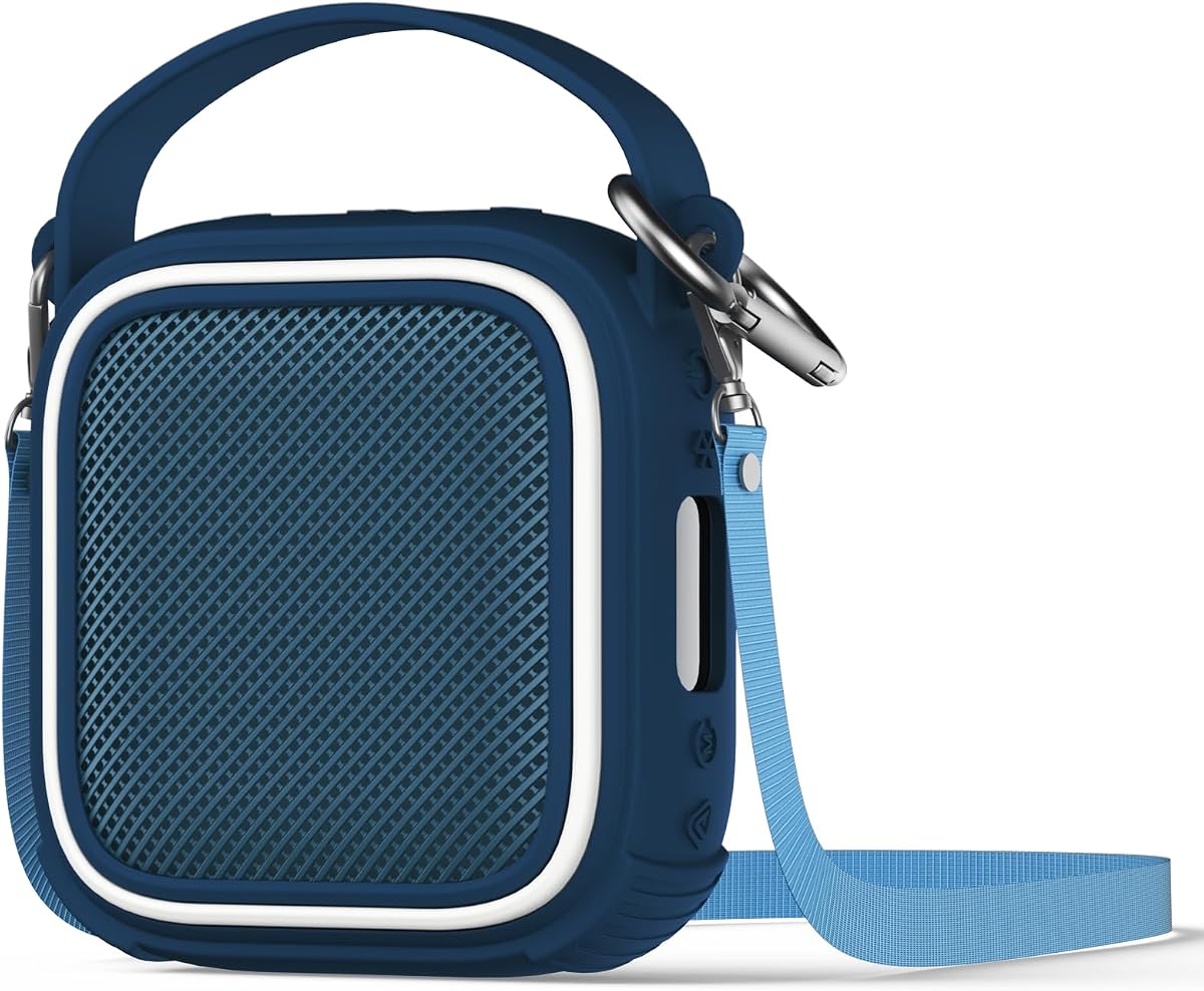 Funda para altavoz Bluetooth portátil Anker Soundcore Boom Go 3i, funda protectora portátil de silicona con mosquetón y cordón, suave, flexible, antiarañazos, a prueba de golpes (azul profundo)