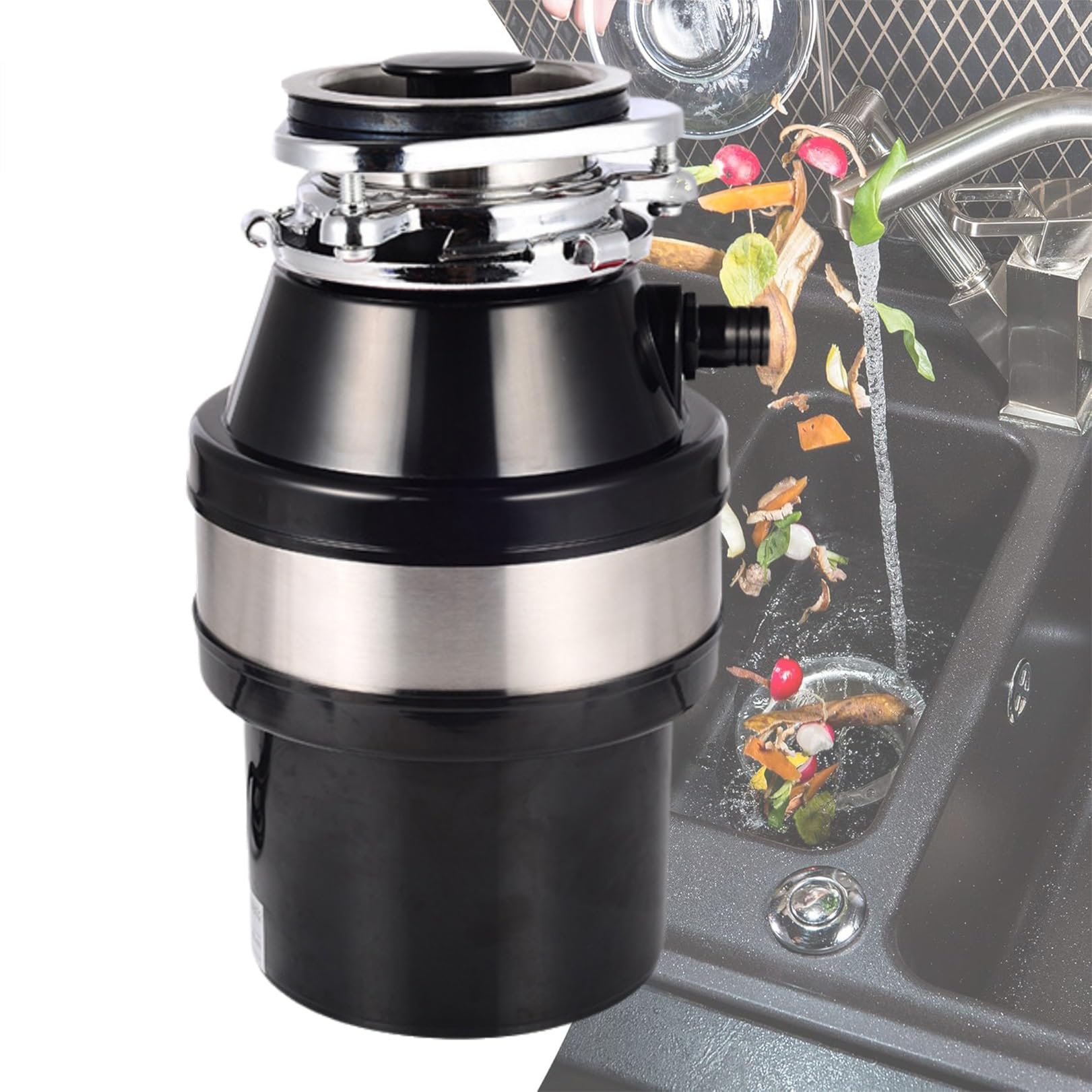 Triturador de Basura, recogedor de Alimentos, para residuos de Cocina domésticos, 2800 RPM, Sistema de trituración de residuos de Acero Inoxidable, Apto para triturar Diversos residuos de Cocina domé