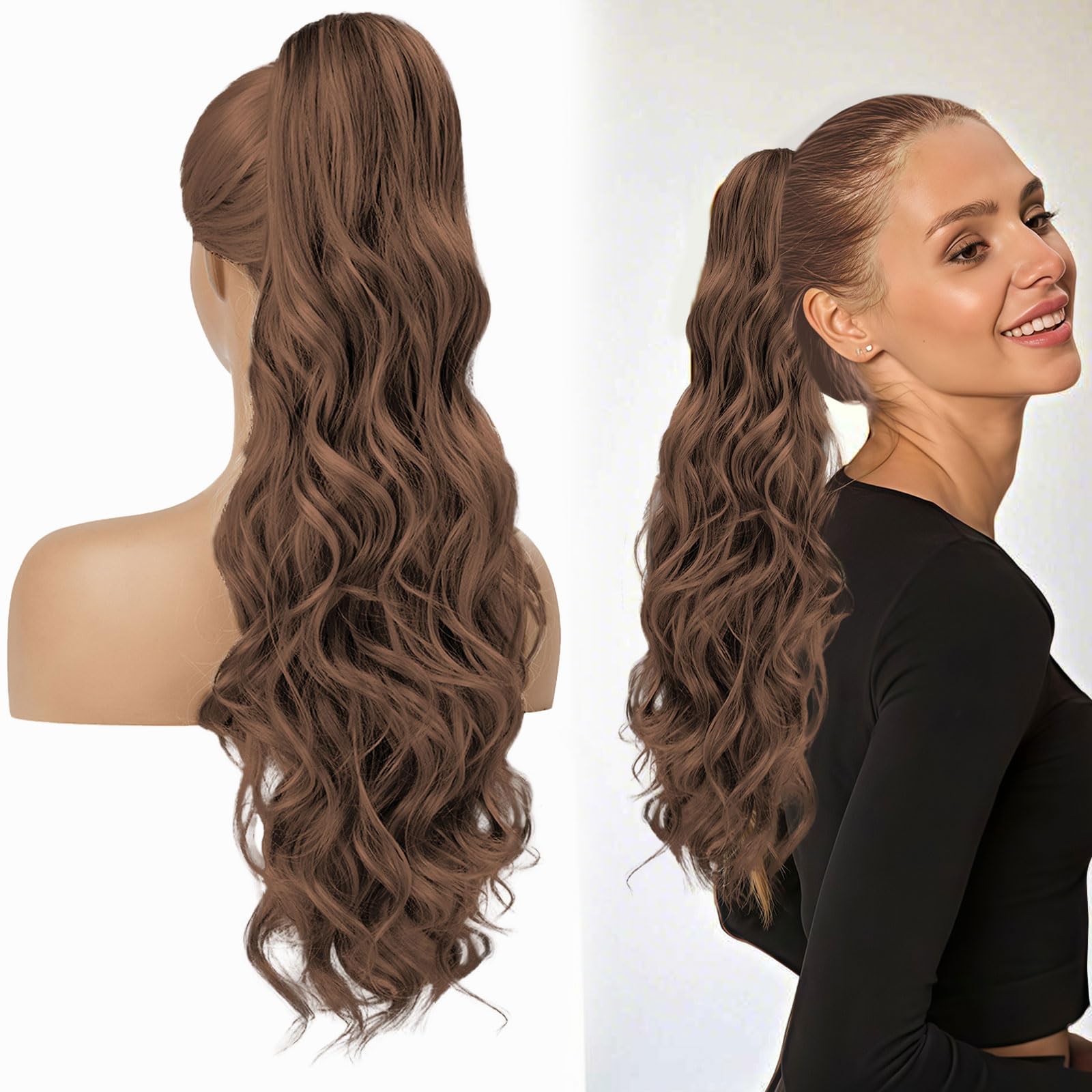 GWAWG Ponytail Extension, Black Hair Claw Clip in Extensions,Hair Extensions