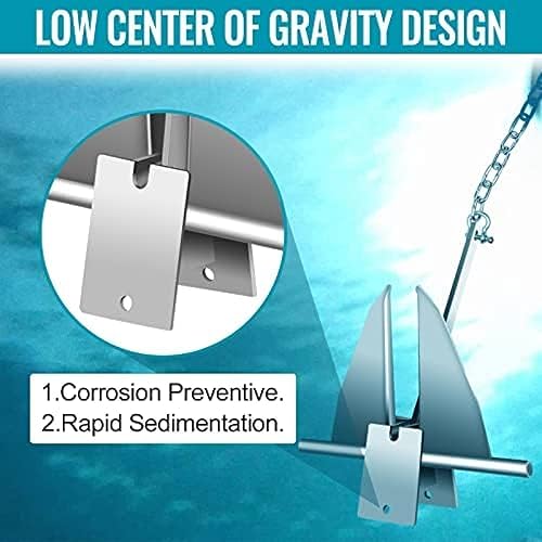 Miniatura 2 de Kit de anclaje para barco de 13 libras, anclaje de acero galvanizado por inmersión en caliente, ancla marina con ancla, cuerda, grilletes, cadena
