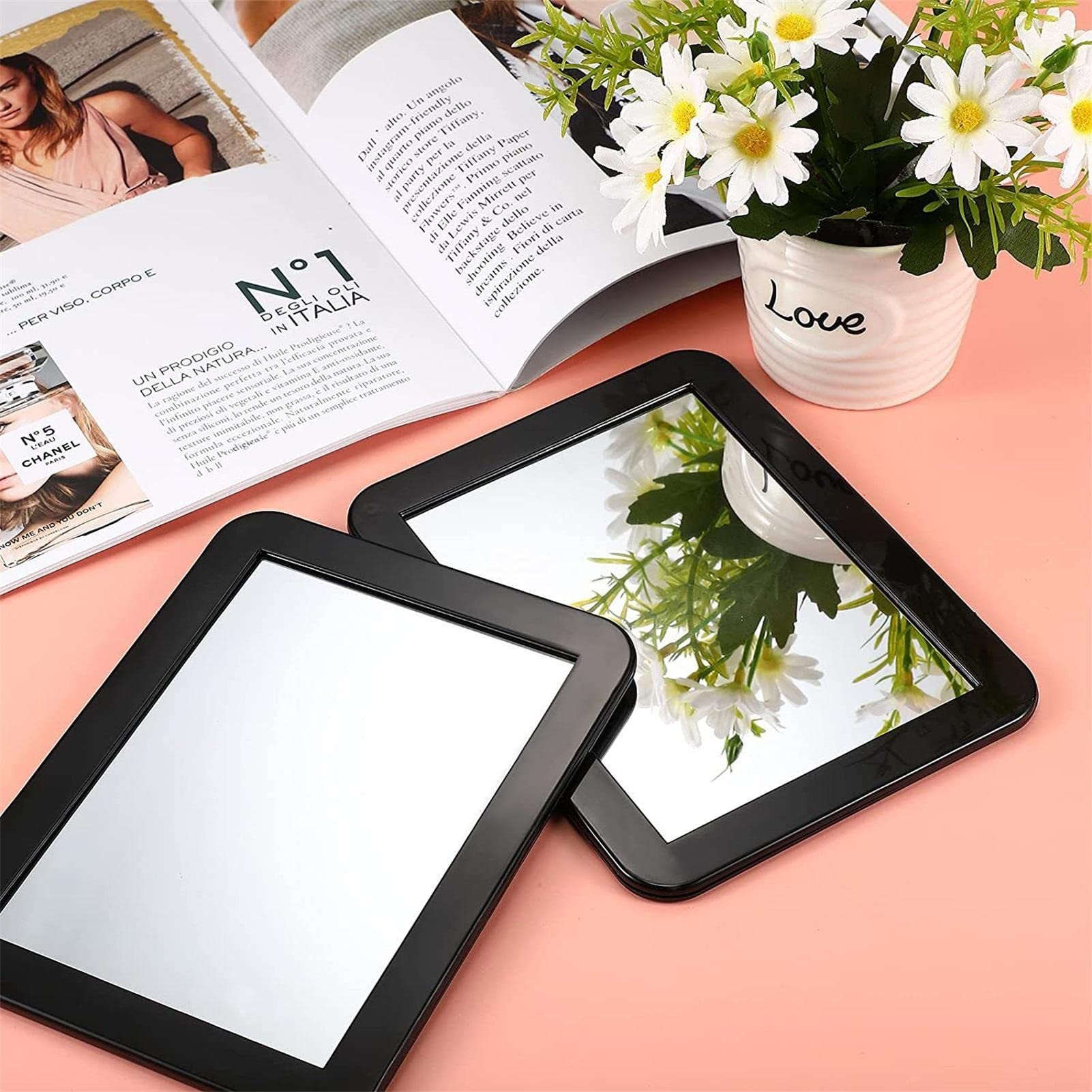 Kekou 10 Casier à Miroir Magnétique,Miroir Magnétique Rectangulaire | Casier Lisses Pour Salle Bain, Réfrigérateur Domestique, Boîte à Outils D'atelier Ou Armoire Bureau, Noir