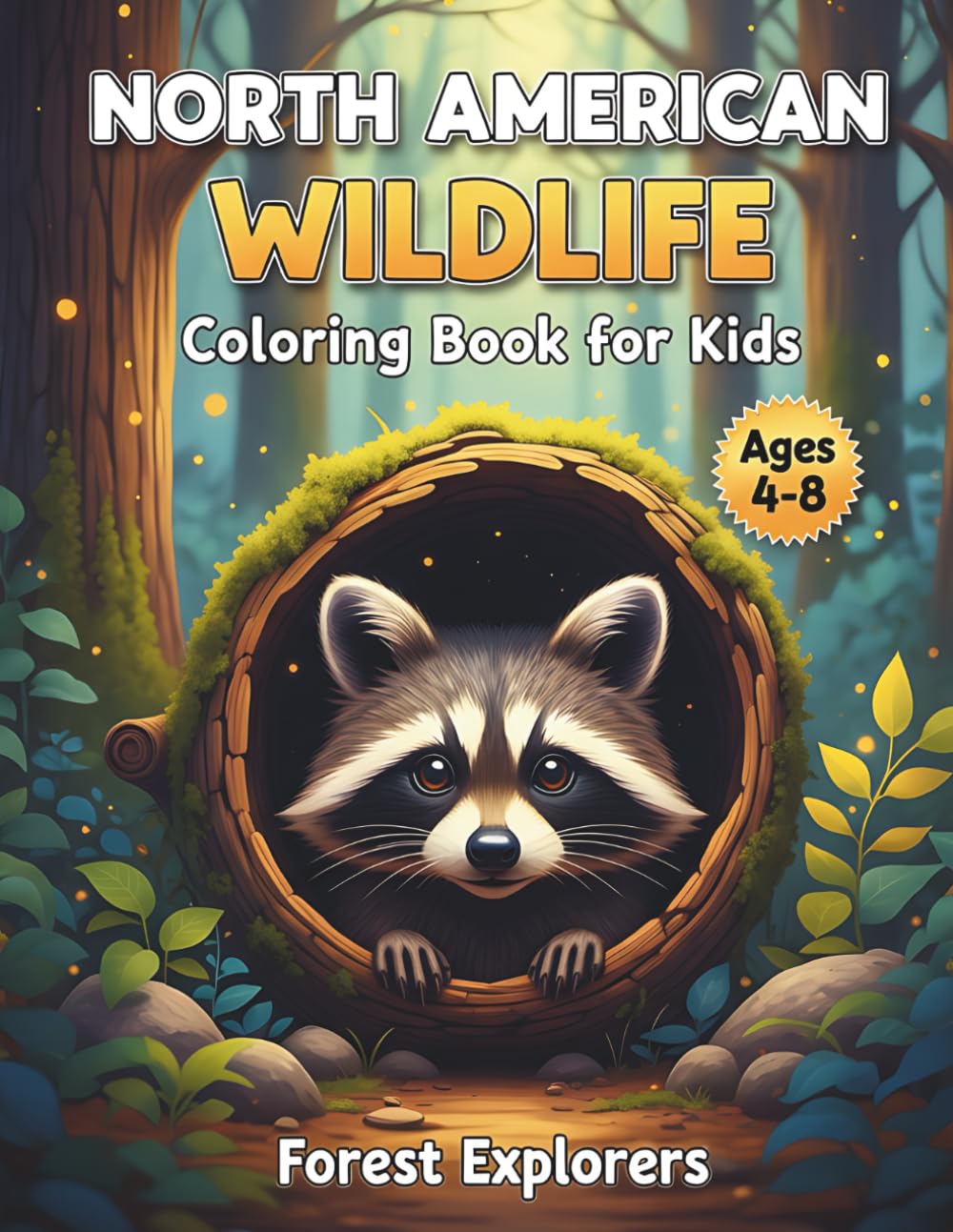 North American Wildlife Nature Coloring Book for Kids Ages 4-8: Educational Forest Animals Activity Book for Camping & Road Trips | Learn about Bears, Wolves, and Moose