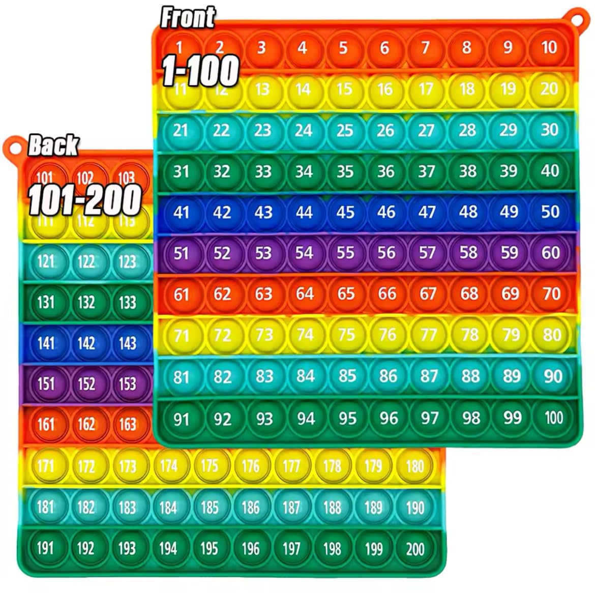 Ranzah Pop Fidget Toy 1-200 Numbers Math Chart Push Pop Sensory Bubble Popper School Toy for Kids Squeeze Learning Toy ADHD Stress Anxiety Relief Travel Gift Toy Montessori Squishy Toddler Toy