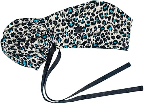 Gorra médica con interior sedoso, gorro de algodón con banda para el sudor y botones, cola de caballo ajustable (proporciona anillo para el cabello