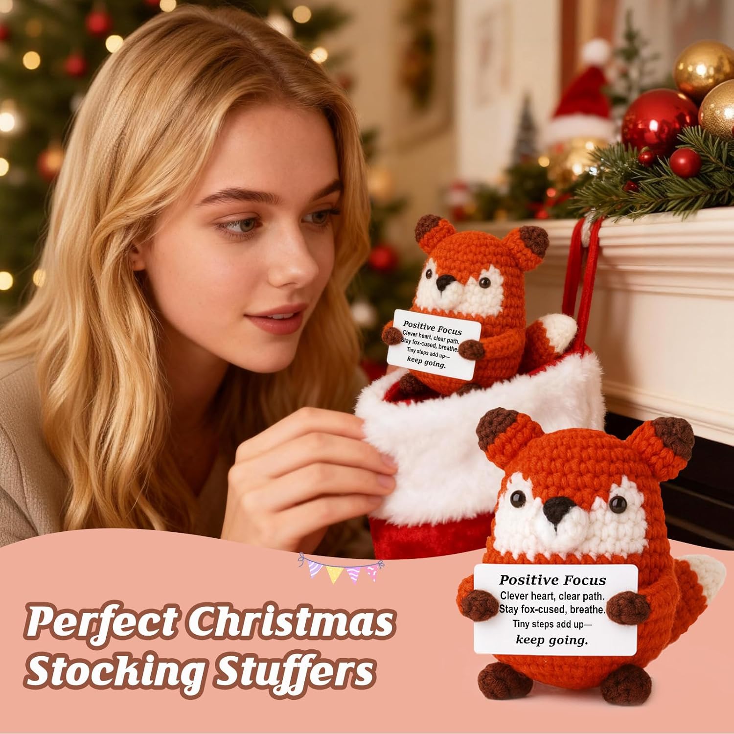 Focus Motivation – Mini Crochet Fox Plush with Story Card, Positive Study Work Gift, Kawaii Desk Decor, Year-Round Encouragement, Gift for Women Friend Coworker - Image 4