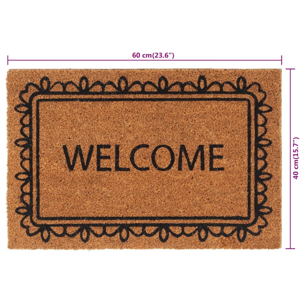 Felpudo de fibra de coco natural, 40 x 60 cm, antideslizante, con parte inferior de PVC, para interior y exterior, entrada de casa, balcón, terraza, pasillo