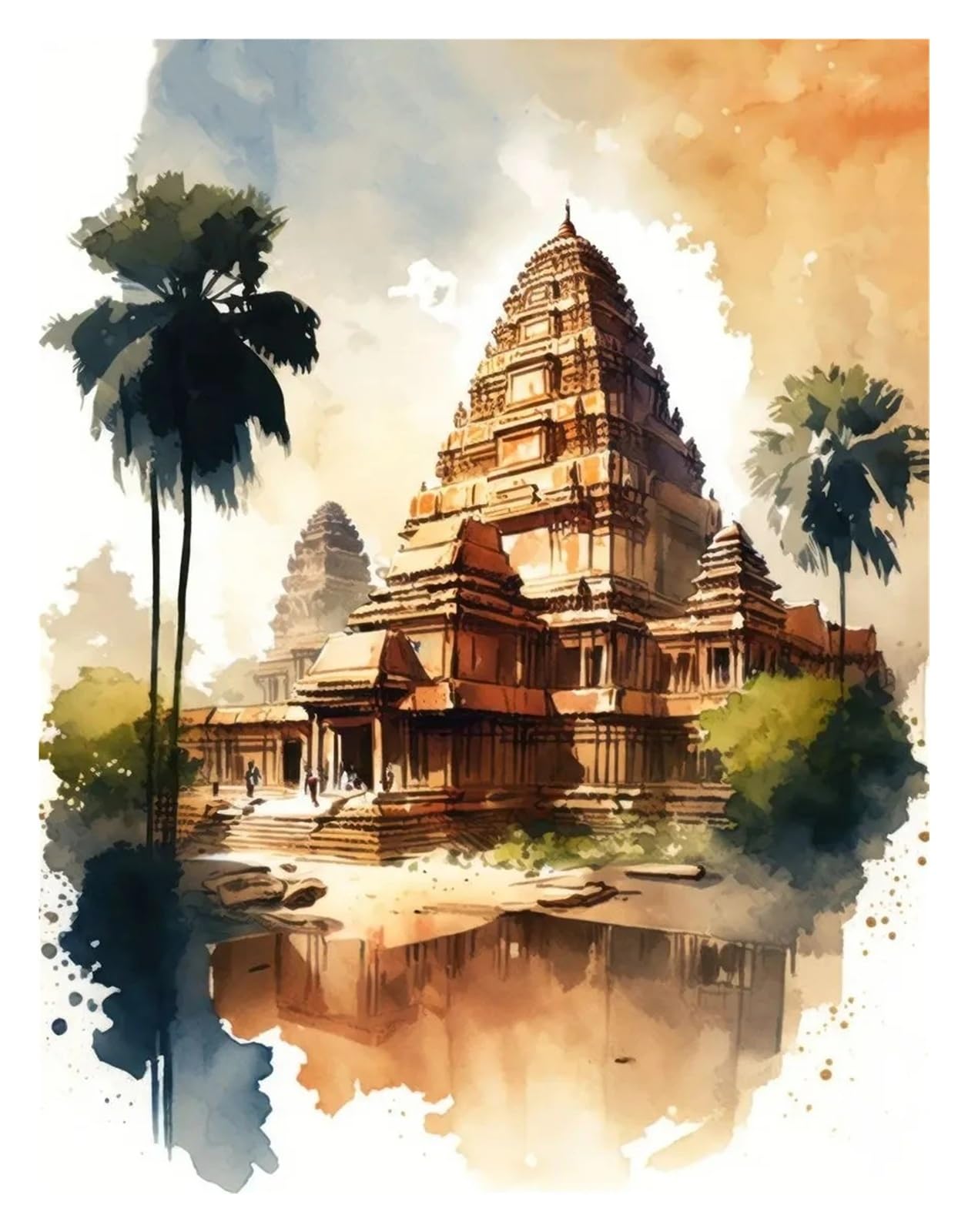 Art mural vintage aquarelle 30x40cm pour réchauffer votre intérieur
