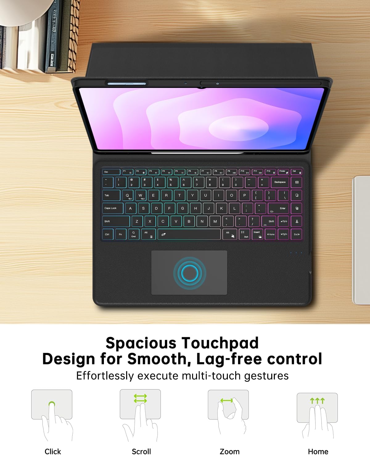 Ai Key Keyboard Case for Samsung Galaxy Tab S11 Ultra/S10 Ultra/S9 Ultra/S8 Ultra 14.6" : One-Click DEX Mode,Rainbow Backlight,Smart Touchpad,Ultra-Thin Case,2 Wireless Channels Detachable Keyboard
